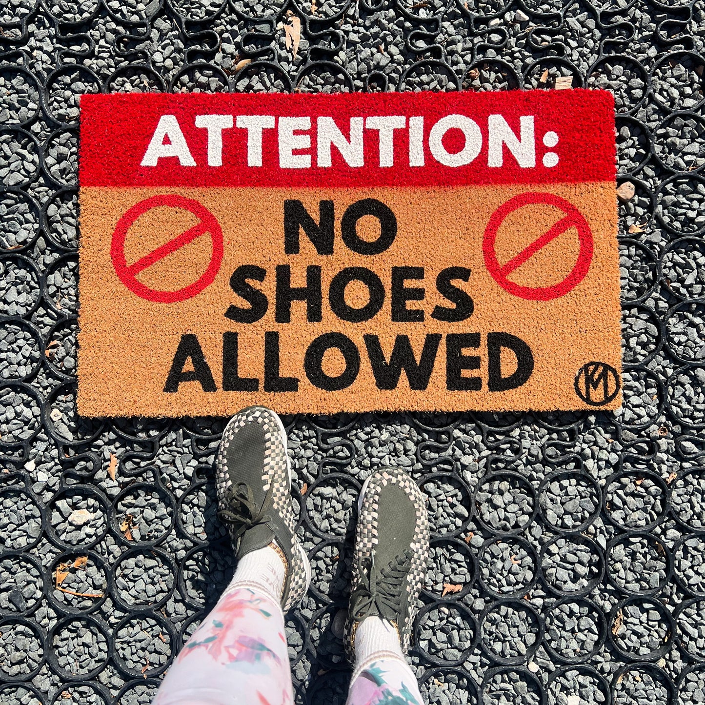 ATTENTION NO SHOES ALLOWED MAT