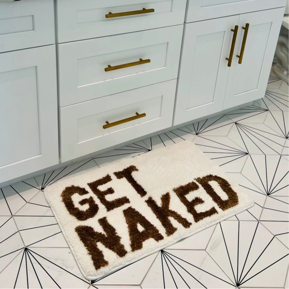 GET NAKED OFF WHITE/ BROWN BATH MAT