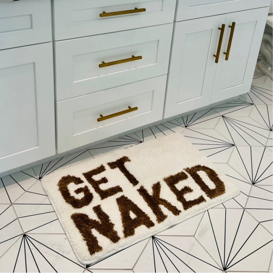 GET NAKED OFF WHITE/ BROWN BATH MAT