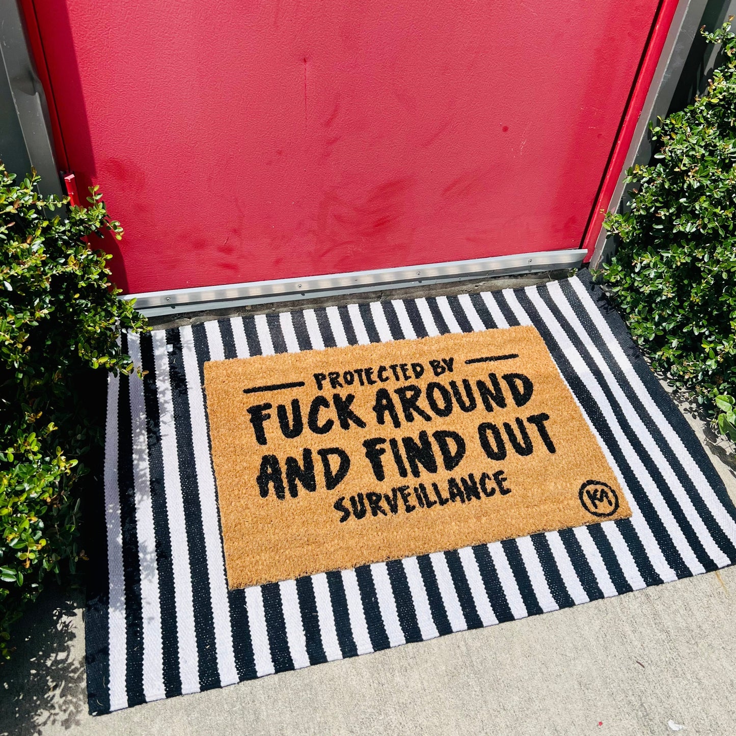 THIS HOUSE IS PROTECTED BY FUCK AROUND AND FIND OUT SURVEILLANCE MAT