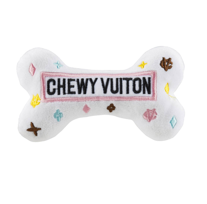 CHEWY VUITON BAG DOG TOY (WHITE)